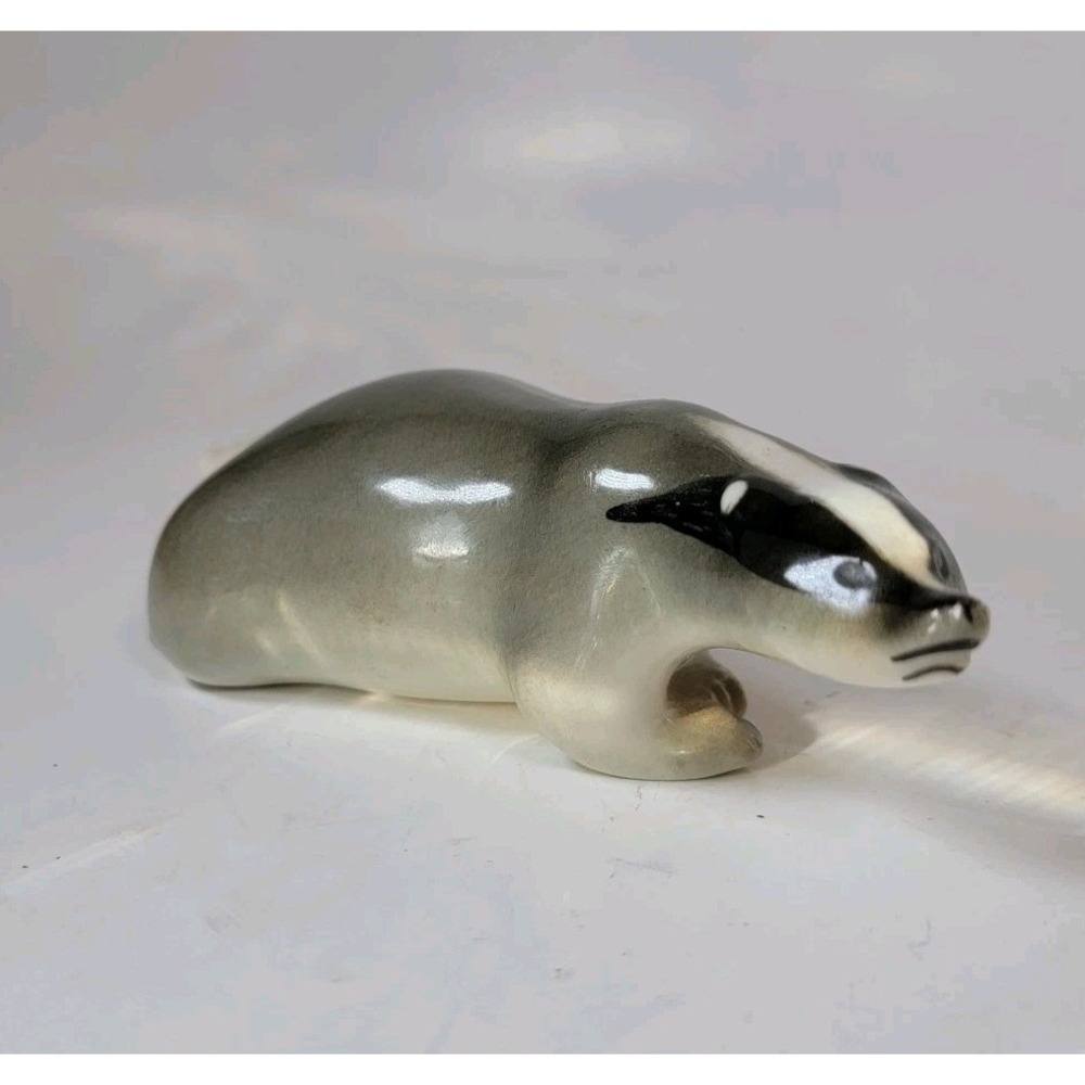 Lomonosov Imperial Russian Badger Figurine Porcelain Stamped Made in Russia 4.5"